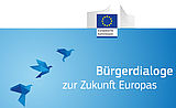 Logo der Umfrage - dunkelblaue Tauben auf hellblauem Untergrund © Grafik: EU