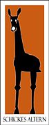 Eine gezeichnete Giraffe auf braunem Untergrund - das Logo des Unternehmens © Grafik: Schickes Altern