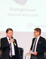 Wolfgang Spieß, IHK Potsdam wird von Moderator Gerald Meyer, rbb, interviewt © Foto: Bündnis für Brandenburg