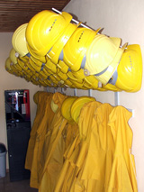 Umkleideraum für Arbeitsschutzbekleidung © Foto: Sylvia Krell (LASA)