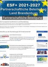Bildschirmkopie der Startseite des ESF-Internetauftritts des Landes Brandenburg am 18. März 2020