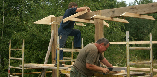 Handwerker auf einer Baustelle